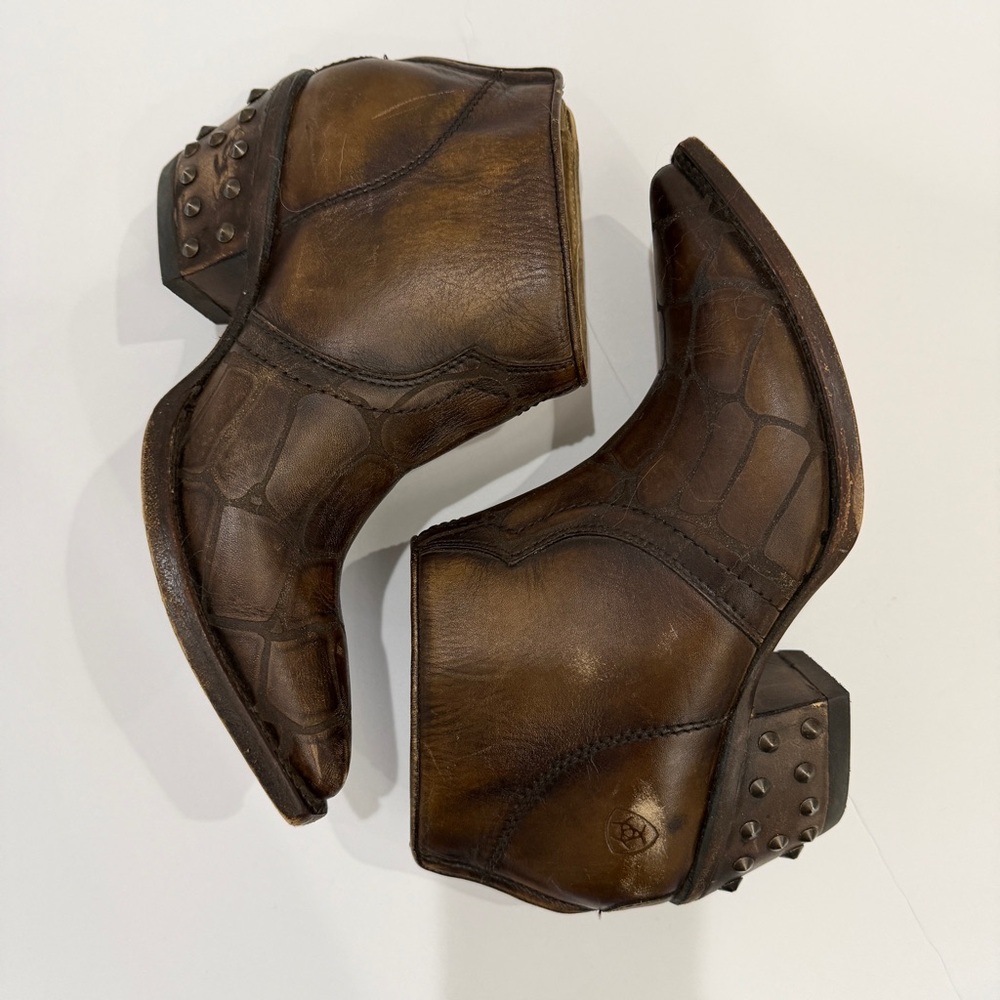 Ariat Women's Brown Leather Western Ankle Boots - Picture 6 of 8